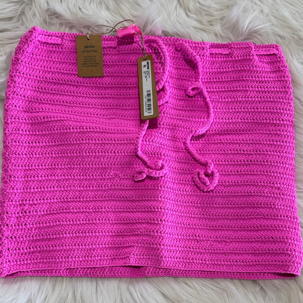 SKIMS Hot Pink Crochet Mini Skirt